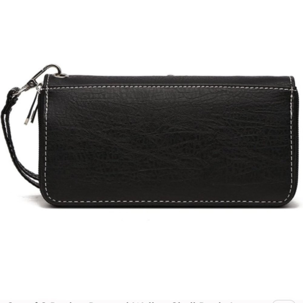 Set Of 2 Bucket Bag And Wallet Skull Punk Art Riv… - image 6